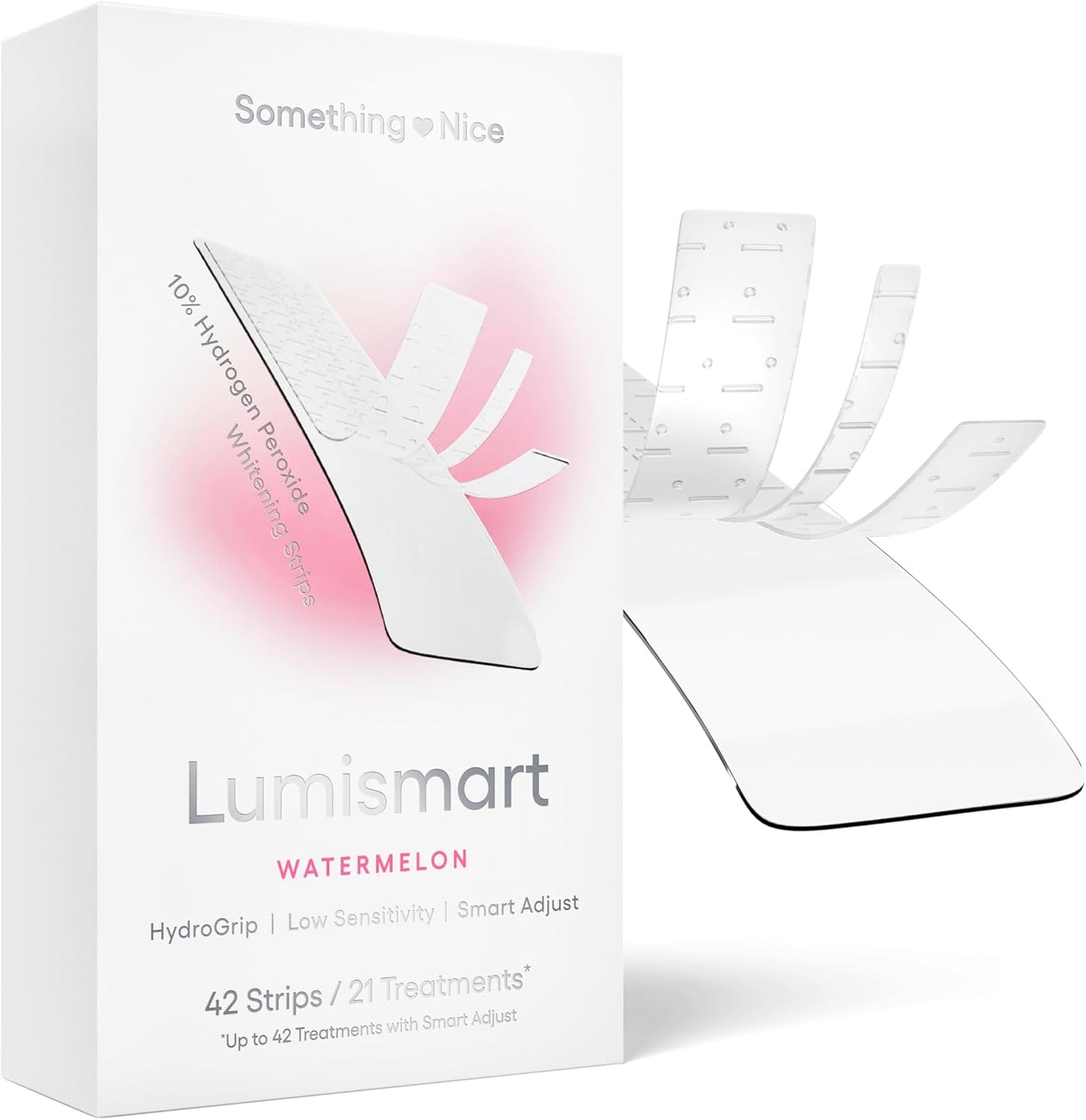Something Nice Lumismart Whitening Strips - Dentist-Designed, Enamel Safe, up to 42 Treatments with Smart Adjust - Teeth Whitening Strips in Watermelon for Sensitive Teeth