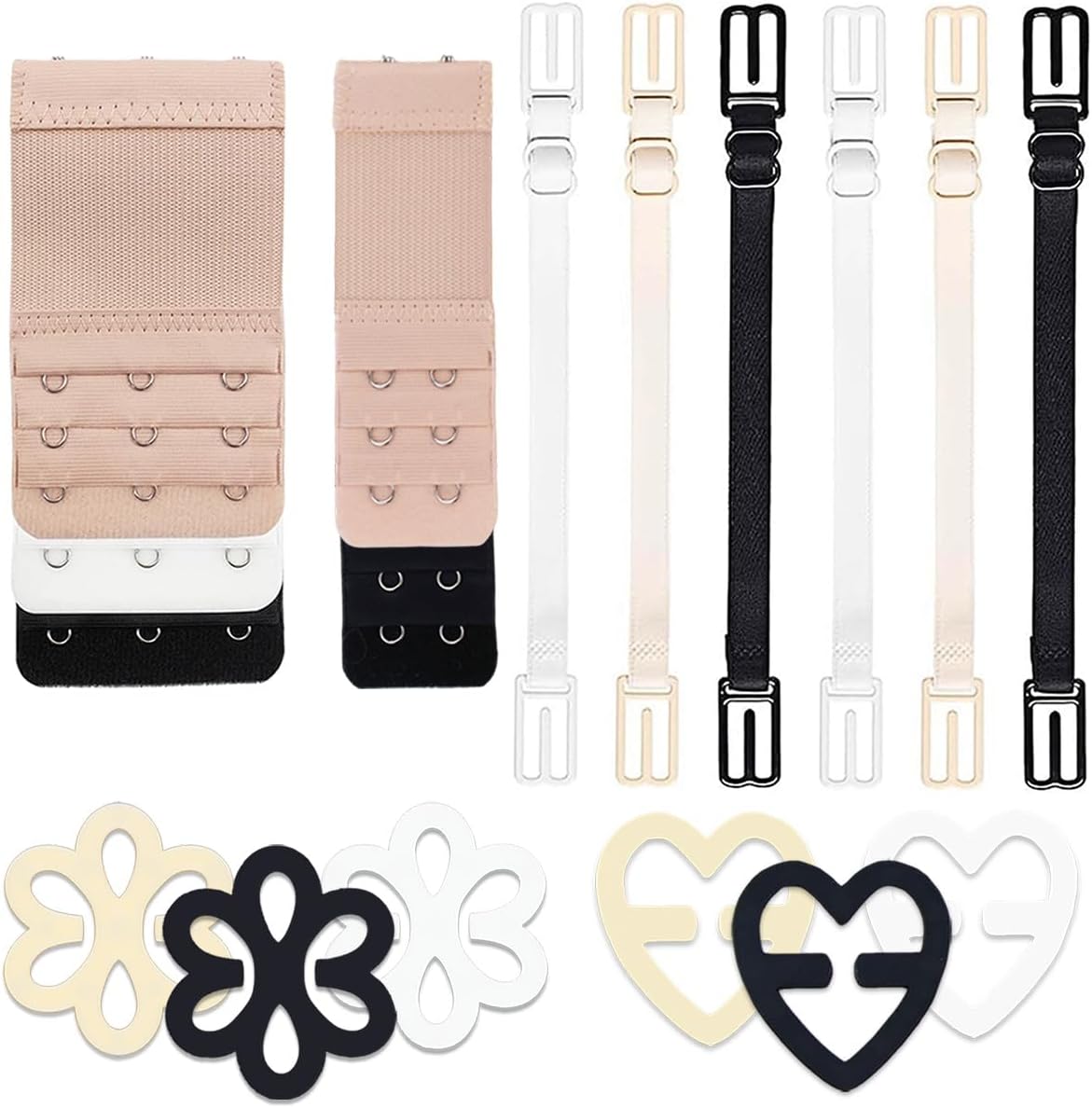18 Pcs Bra Straps Clips Adjustable Non Slip Bra Clips for Racerback Bra Straps Holder Bra Extenders 2/3 Hook