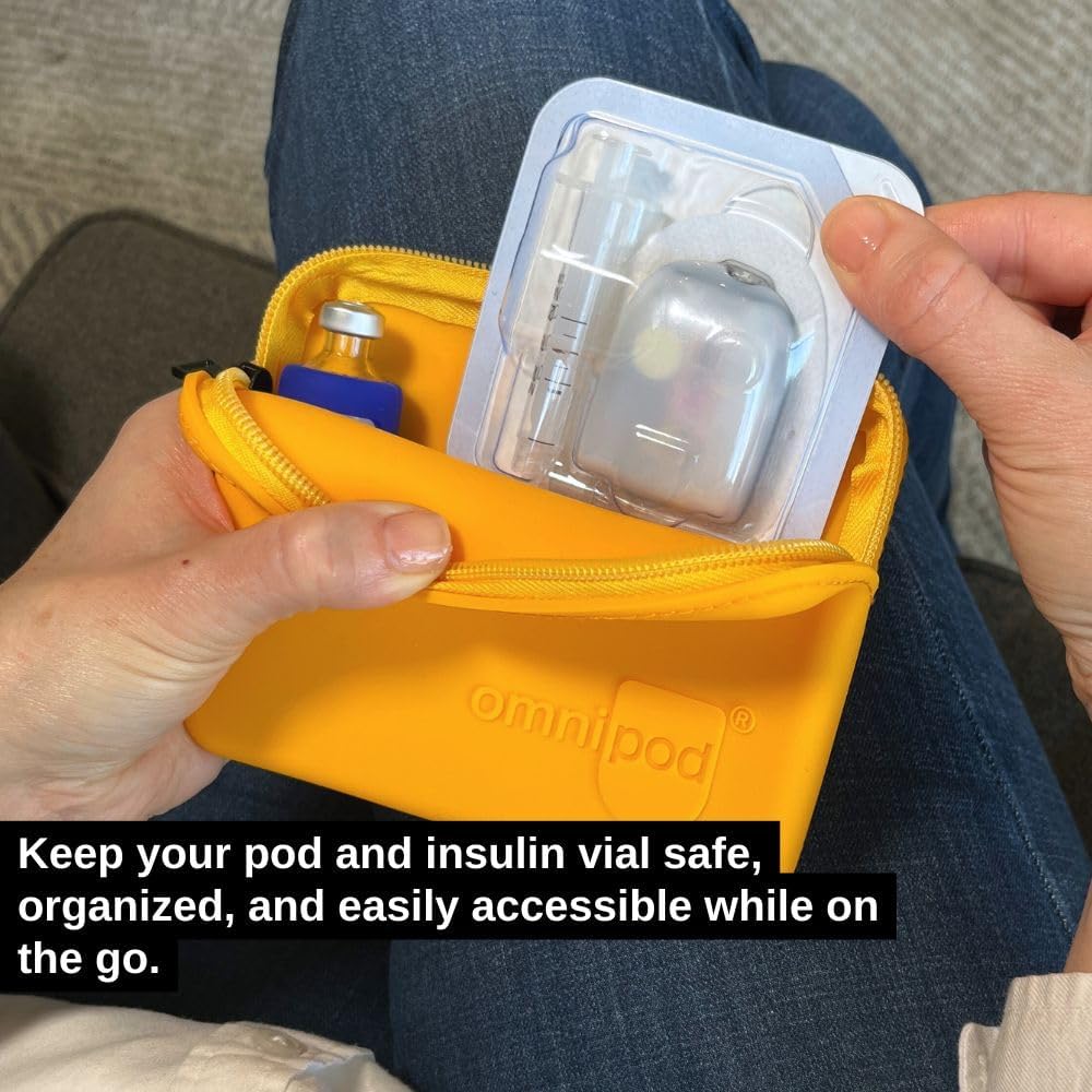 Omnipod Protective Travel Case | Silicone Storage fits an Insulin Vial and One Pod| Diabetic Care Products | Diabetes Supplies Organizer (Pink Blue Purple Stripe)