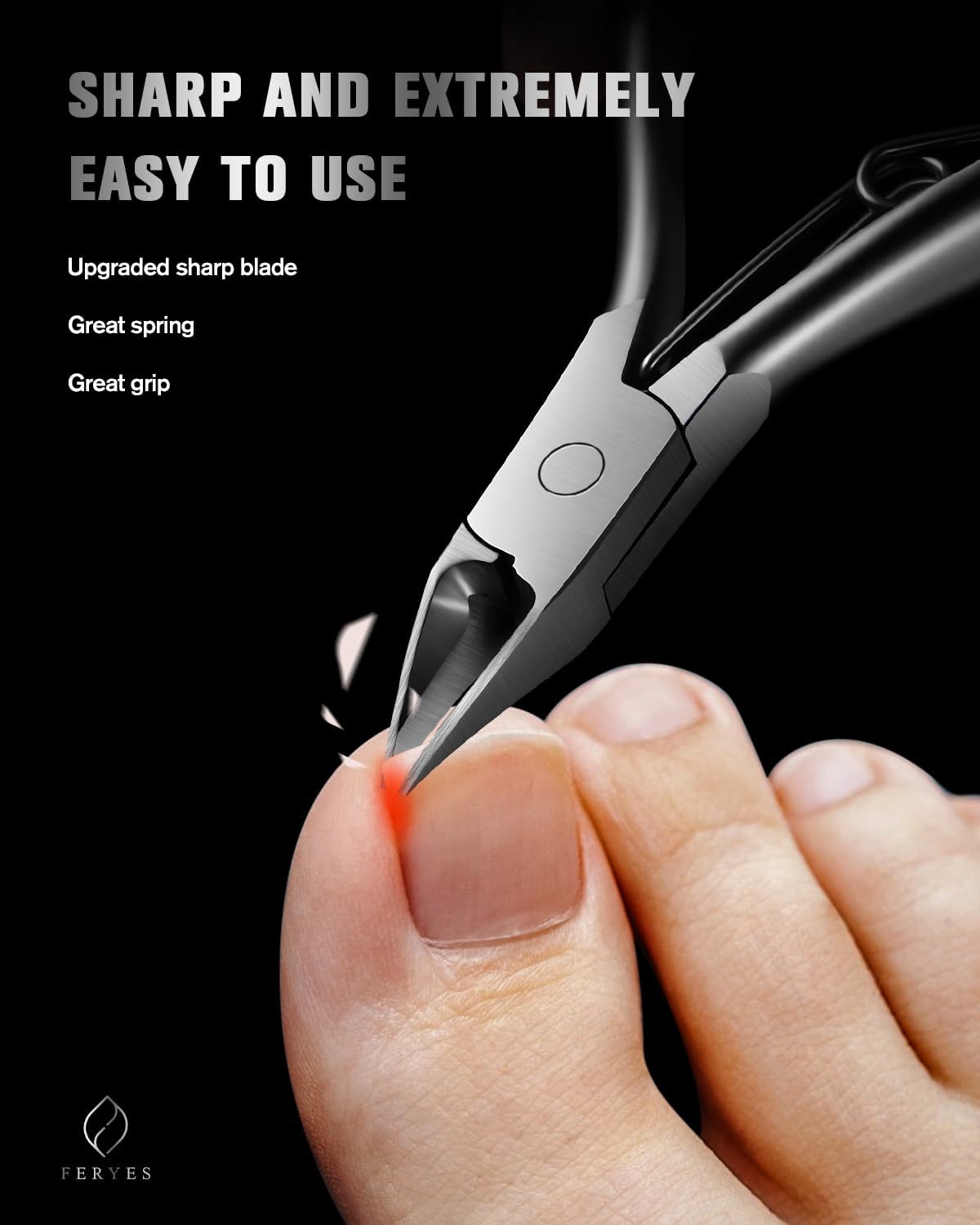 FERYES Toe Nail Clippers for Thick & Ingrown Toenails - Stainless Steel Thick Toenail Clippers for Seniors, Precision Grip Fingernail Clippers for Effortless Trimming - Silver