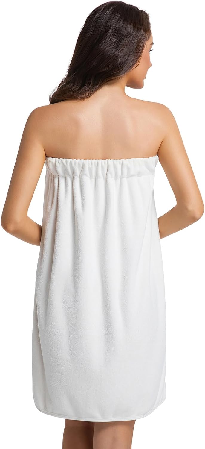 Womens Towel Wrap Bath Robe Lightweight Spa Body Wrap Shower Adjustable Snap Closure