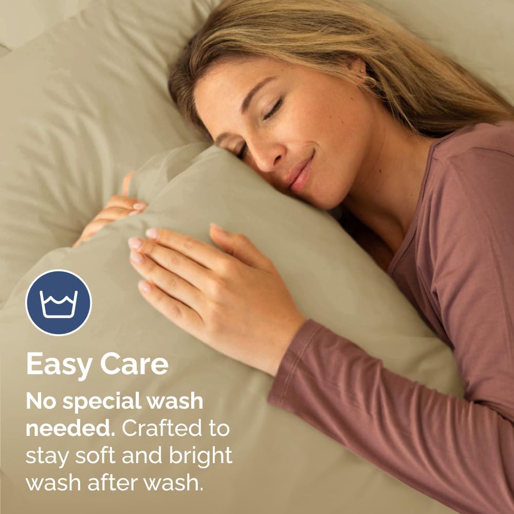 King Standard Pillow Cases Set of 2 - Ultra-Soft Hotel Quality Pillowcase Covers - Comfy, Cozy & Fade Free - Wrinkle Resistant - Machine Washable Pillow Protectors - 2 Piece Set - King Standard Beige