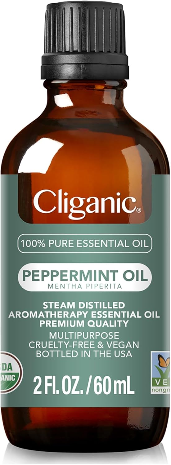 Cliganic Organic Peppermint Essential Oil - 100% Pure Natural for Aromatherapy Diffuser | Non-GMO Verified (Packaging May Vary)