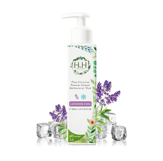 HH Herb & Health Feminine Wash for Women, pH3.6 Lactobacillus Cleanser with Botanical Extracts, Hydrating & Cooling Intimate Care for Odor Dryness and Itch, Sensitive Skin Safe, Lavender Scent Cool