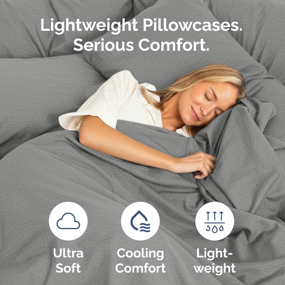 Queen Pillow Cases Set of 6 - Ultra Soft Hotel Quality Pillowcase Covers - Comfy & Wrinkle Free - Shrink, Stain and Fade Resistant - Machine Washable Pillow Protectors - 6 Piece Set - Heathered Grey