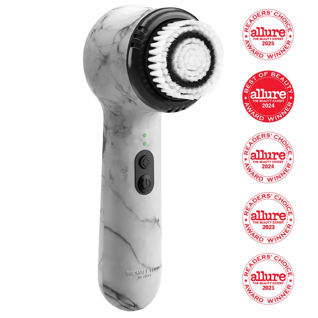 Michael Todd Beauty Soniclear Allure 2024 Best of Beauty Winner Facial Cleansing + Exfoliation Brush System with 4 speeds, Serum Infusion Head + Travel Case