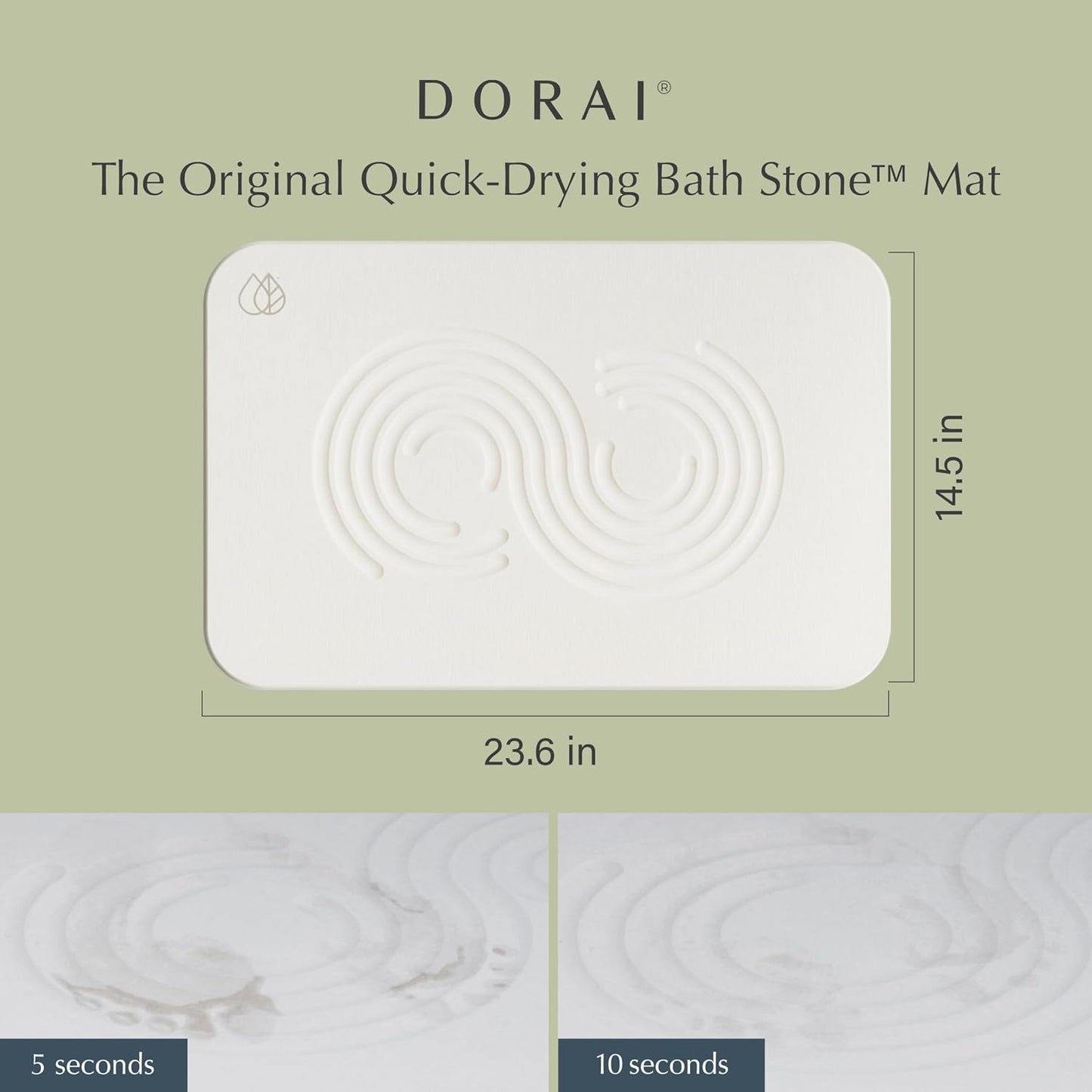 Dorai Home Bath Stone Mat 23.6"x15.4"| Luxury Diatomite Stone Bath Mat |Quickly Removes Water | Non-Slip, Quick-Dry Bath Mat for Bathroom | Zen Sandstone - 2 Pack