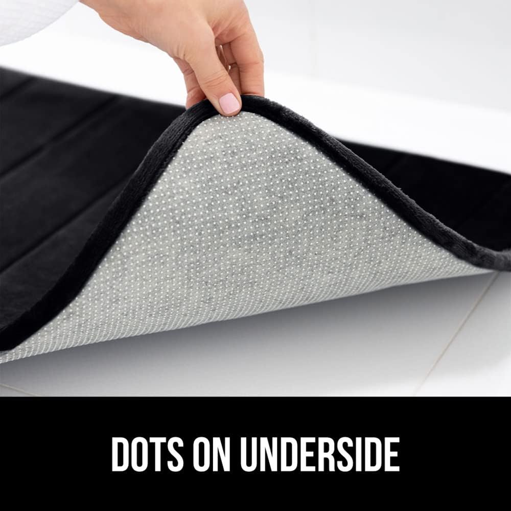 GORILLA GRIP Memory Foam Bath Mat, Soft Absorbent US Designed Bathroom Rug, Gripping Dots Machine Washable Bathmat, Cushioned Floor Mats, Shower Sink Rugs Room Décor Accessories, 60x24 Black