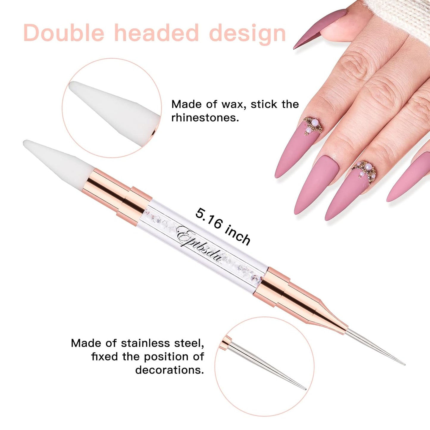 Nail Brushes for Nail Art, Eptbsdu 6PC Nail Art Brushes Double Ended Nail Art Design Dotting Pens, Striping Nail Brushes for Long Lines, Nail Drawing Pen for Salon at Home DIY Manicure