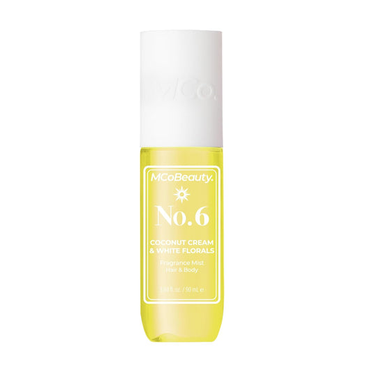 MCoBeauty - Fragrance Mist No. 6 - Light Body and Hair Spray Coconut Cream & White Florals, Tropical Notes for Day or Night - Vegan, Cruelty Free - Gifts for Women, Feminine Spray - 90ml Bottle