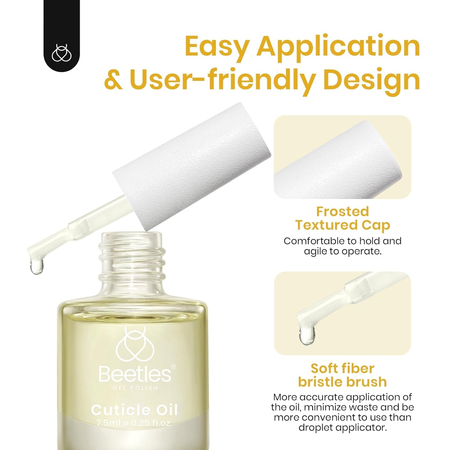 Beetles 7.5ml Cuticle Oil Nail Oil Cuticle Care for Nail, Damaged Cuticles, Stronger Nails Spa and Hand Manicure Essentials for Repaired Thin Nails DIY Home for Women