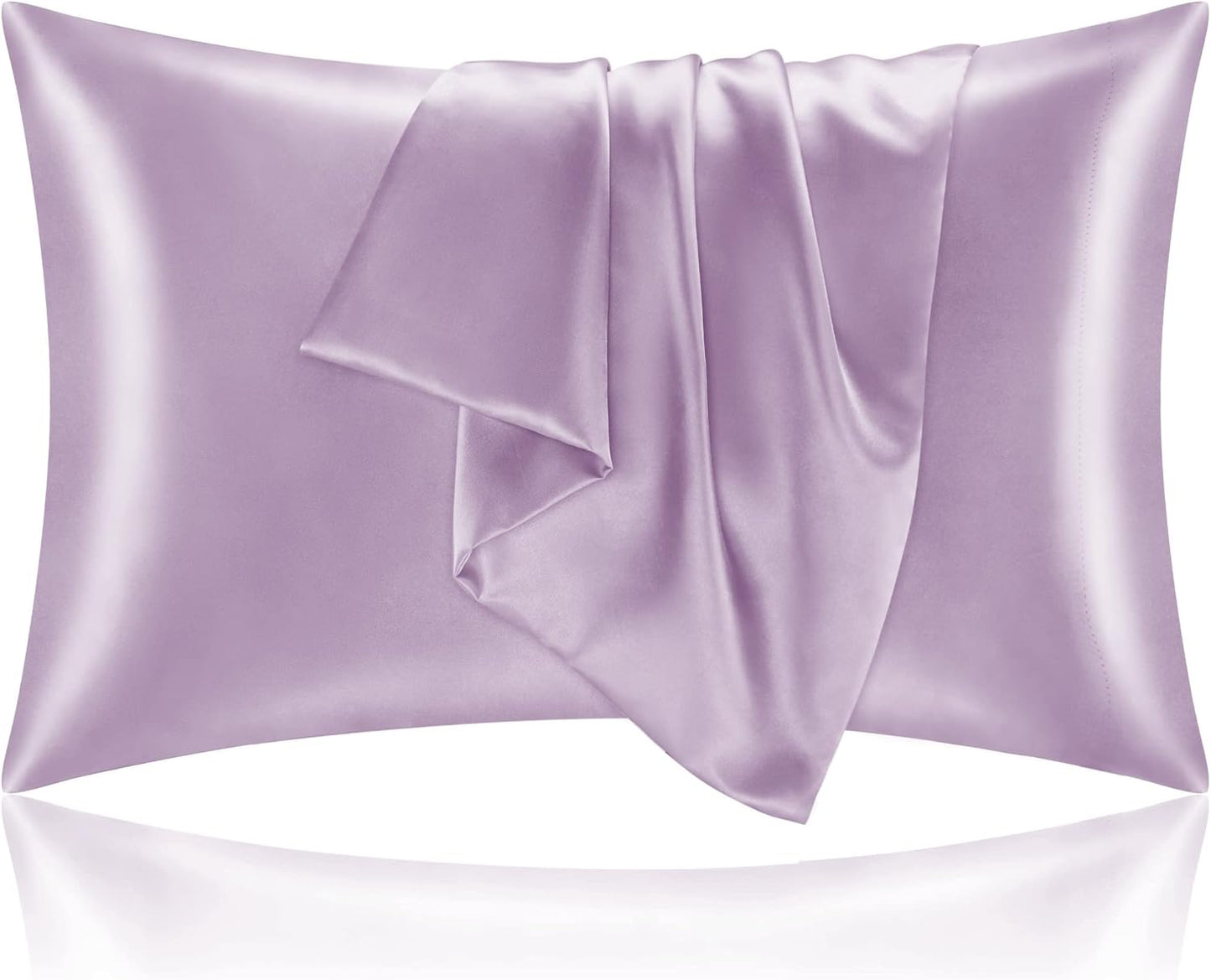 BEDELITE Satin Pillowcase for Hair and Skin, Super Soft and Cooling Similar to Silk Pillow Cases 2 Pack with Envelope Closure, Gift for Women Men(20"x40" King Size, Lavender)