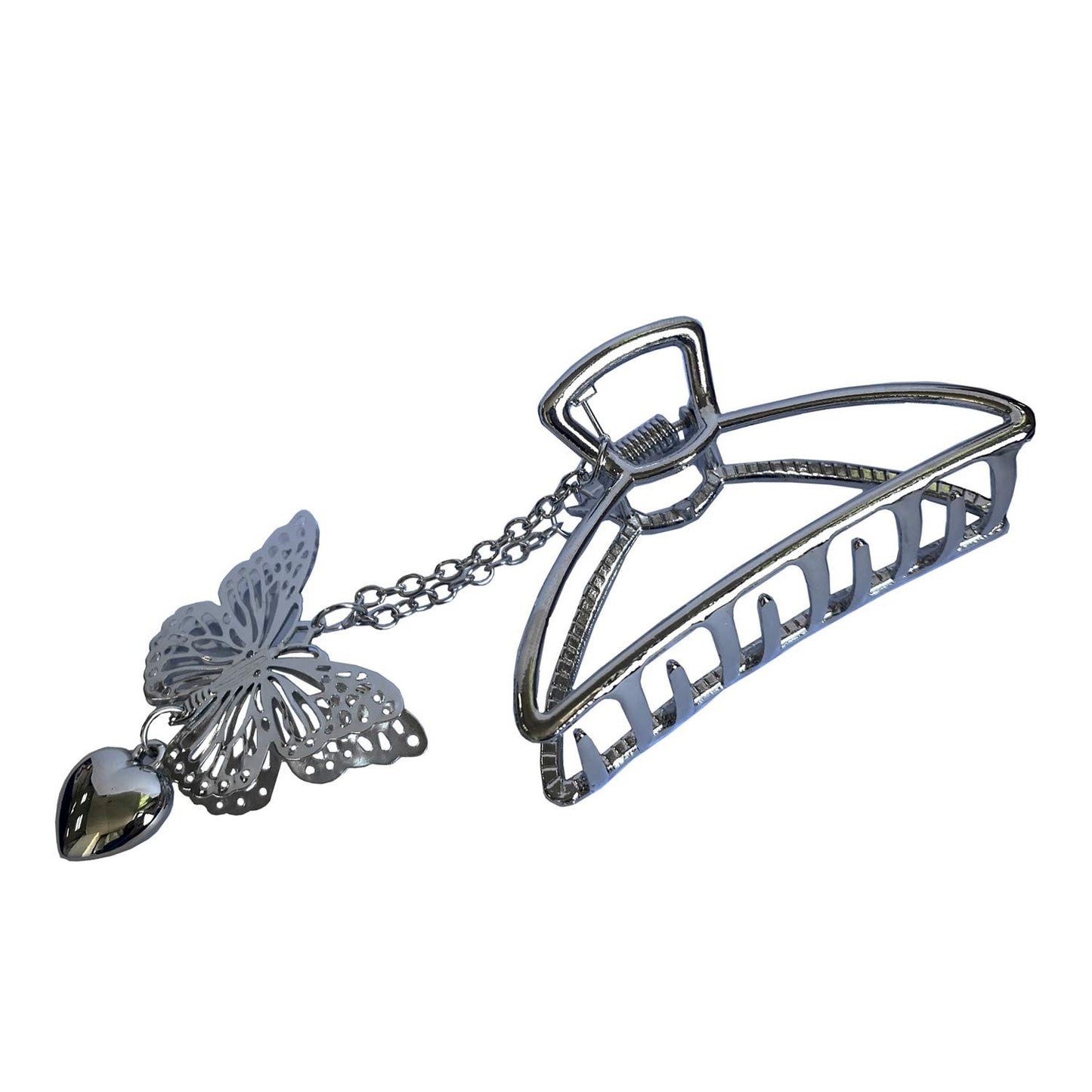 TANG SONG 4PCS Metal Hair Claw Clips with Butterfly and Heart Pendant Hair Catch Barrette Jaw Clamp for Women Half Bun Hairpins for Thin Hair(Silver+Gold+Rose Gold+Black)