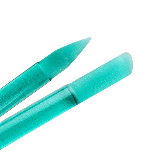 Bona Fide Beauty Glass Cuticle Pusher - 1pc Green Manicure Stick with Case, Dual-Ended Cuticle Remover