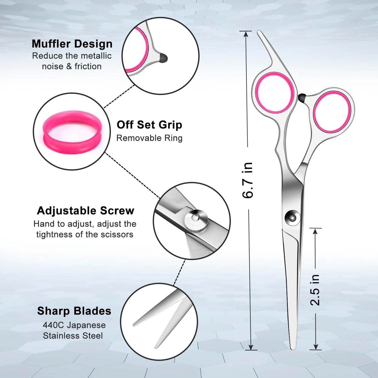 Sirabe 9 PCS Hair Cutting Scissors Thinning Shears Kit, Professional Haircut Scissors Set, Barber Hairdressing Texturizing Shears Tools for Salon Home Men Women Kids Adults Pet