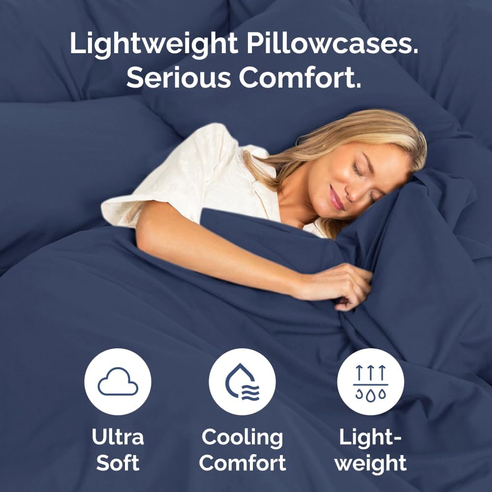 King Pillow Cases Set of 6 - Ultra Soft Hotel Quality Pillowcase Covers - Comfy. Cozy & Wrinkle Free - Shrink, Stain and Fade Resistant - Machine Washable Pillow Protectors - 6 Piece Set - Navy Blue