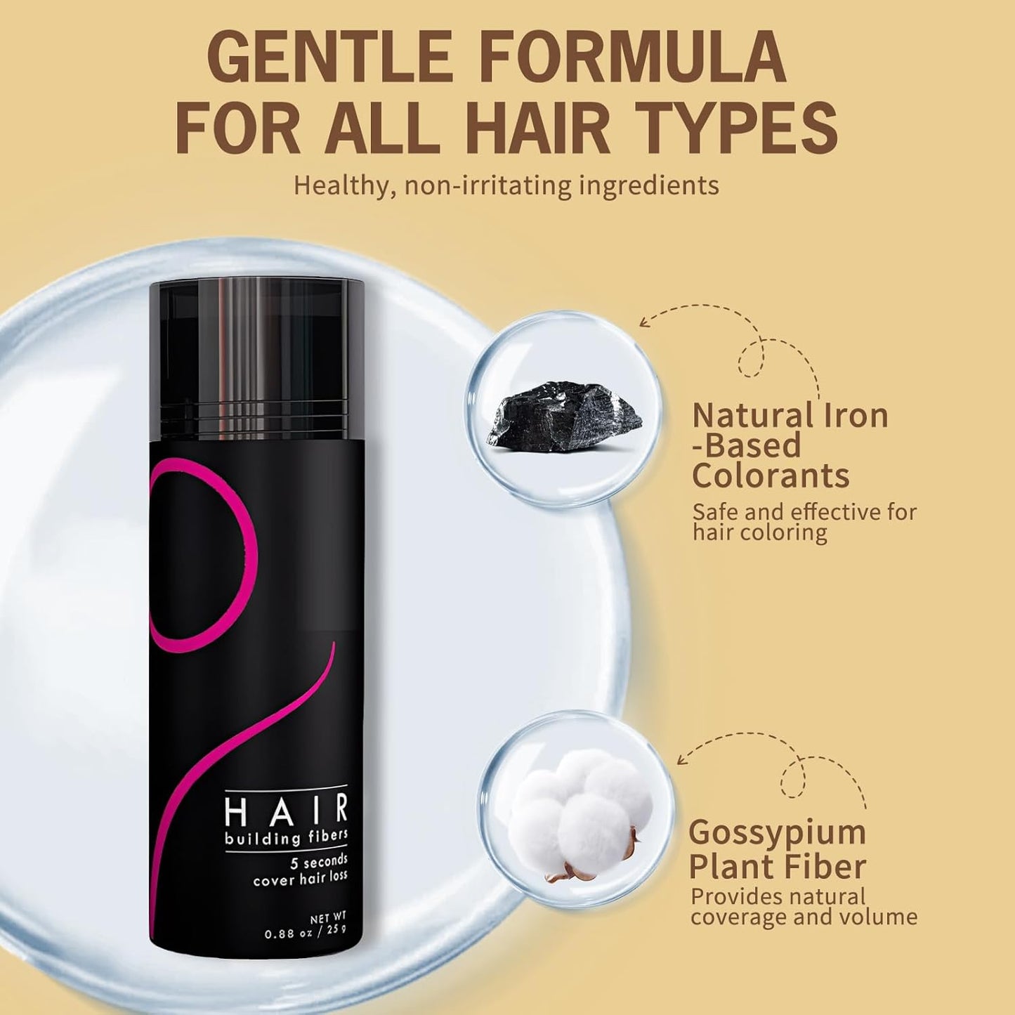 Hair Fibers Hair Building Fibers Undetectable Hair Fuller Thicker,Instantly Cover Sparse Hair 25g/0.88oz (black)