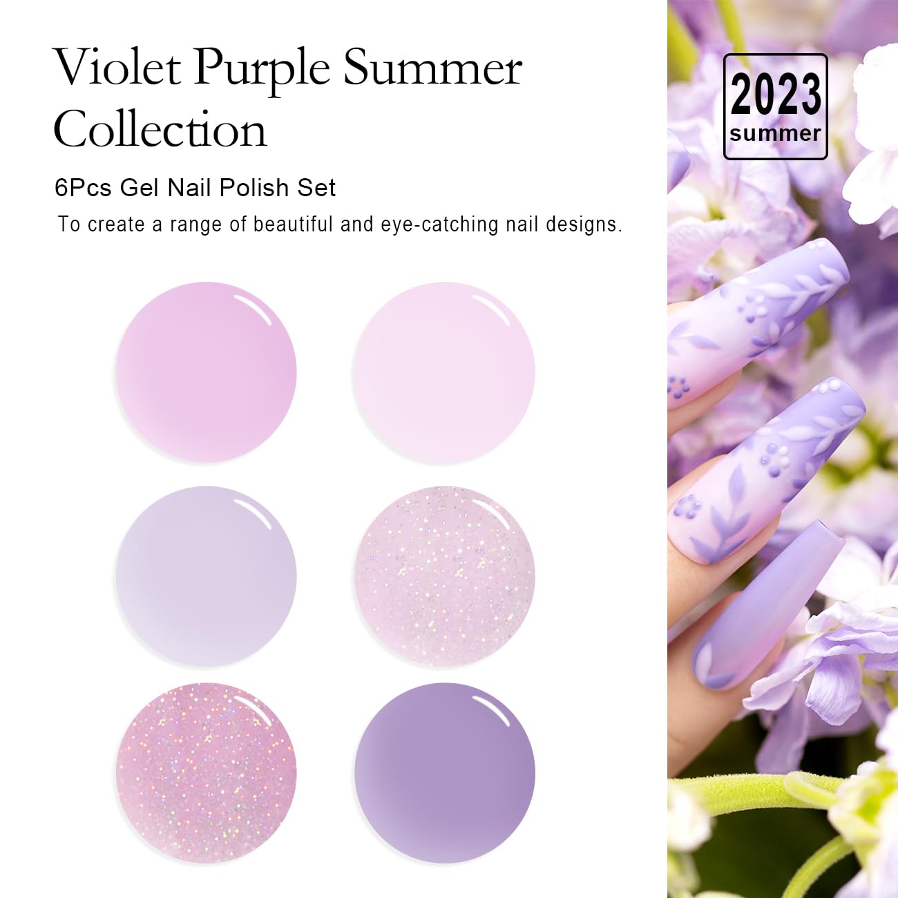 RARJSM Nude Gel Nail Polish Purple Glitter 6pcs Set 7.5ml Jelly Shimmery Sheer Violet Nail Gel Polish Iridescent Sparkly Light Purple Pink Translucent Natural Skin Tone Color Soak off UV LED Cured