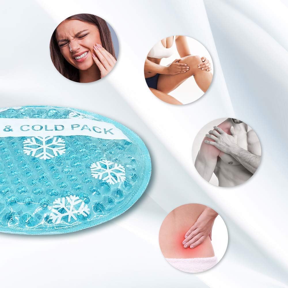 OLESILK Small Hot Cold 6 Packs, Reusable Round Gel Beads Ice Pack with Cloth Backing, Hot and Cold Therapy for Breastfeed Injury, Kids Pain Relief, Headache, Tired Eyes, Wisdom Teeth, Sinus Relief