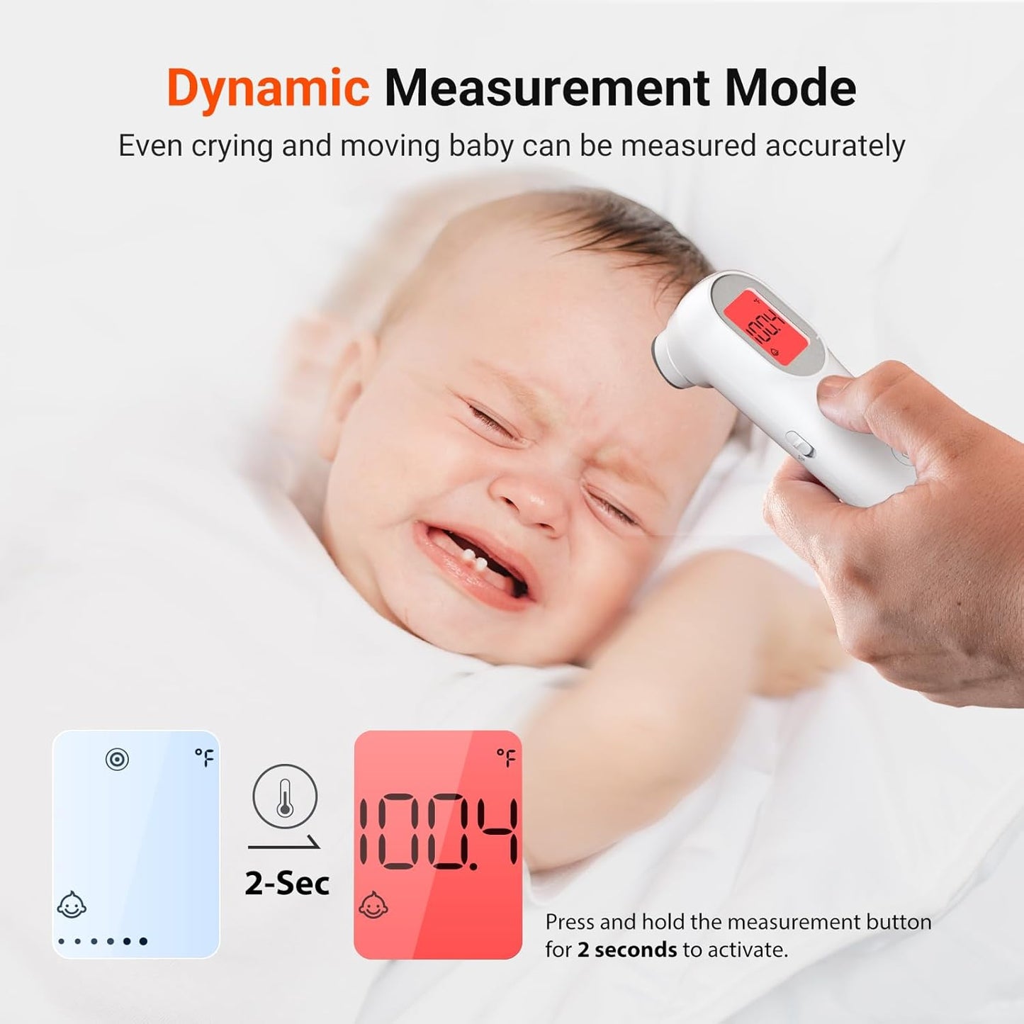 iHealth Infrared Digital Thermometer for Adults and Kids, Baby Thermometer with 3-in-1 Mode & 3-Color Prompt, Fever Alarm & Silent Mode, Forehead & Object Detection, 40 Memory Storages, PT9L, White