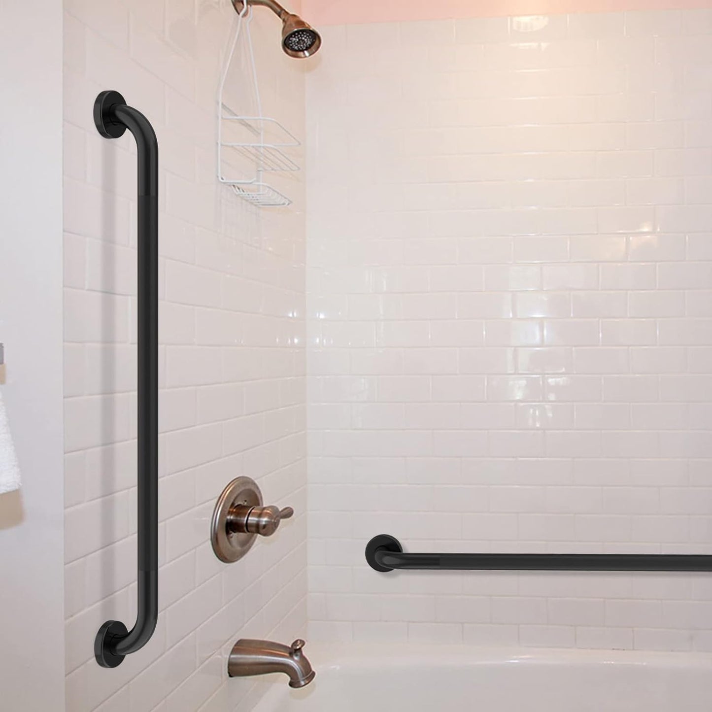 36 Inch Shower Grab Bar Oil Rubbed Black, Munzong Anti Slip Bathroom Grab Bar, Knurled Bathroom Balance Bar,Safety Hand Rail Support Handicap Elderly Injury Senior Assist Bath Handle