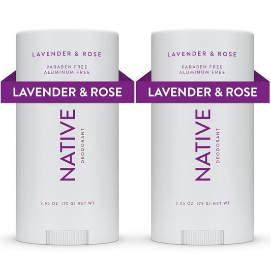 Native Deodorant Contains Naturally Derived Ingredients, 72 Hour Odor Control | Deodorant for Women and Men, Aluminum Free with Baking Soda, Coconut Oil and Shea Butter | Lavender & Rose, 2-Pack