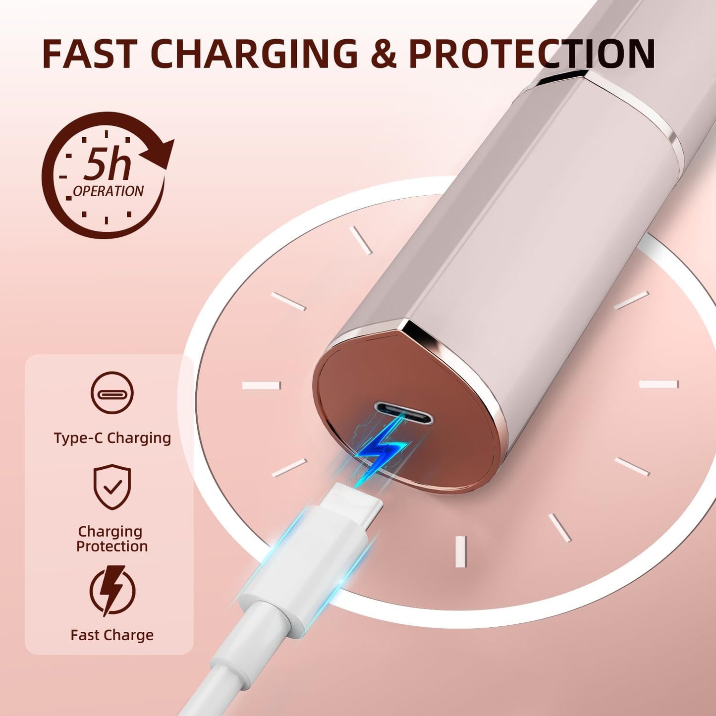 Facial Hair Removal for Women, Portable Lady Shaver, Rechargeable Painless Hair Remover for Face, Upper Lips, Chin, Peach Fuzz