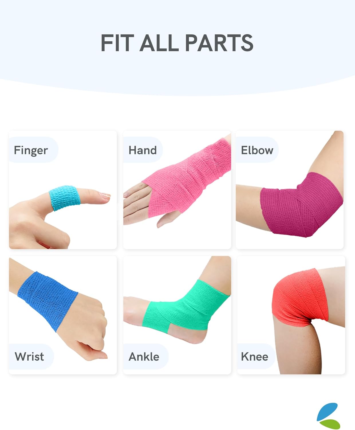 FriCARE Self Adhesive Bandage Wrap, Medical Tape in First Aid Kit, Cohesive Bandages for Wounds Sport Vet, 2 Inches X 5 Yards 6 Rolls, Vibrant