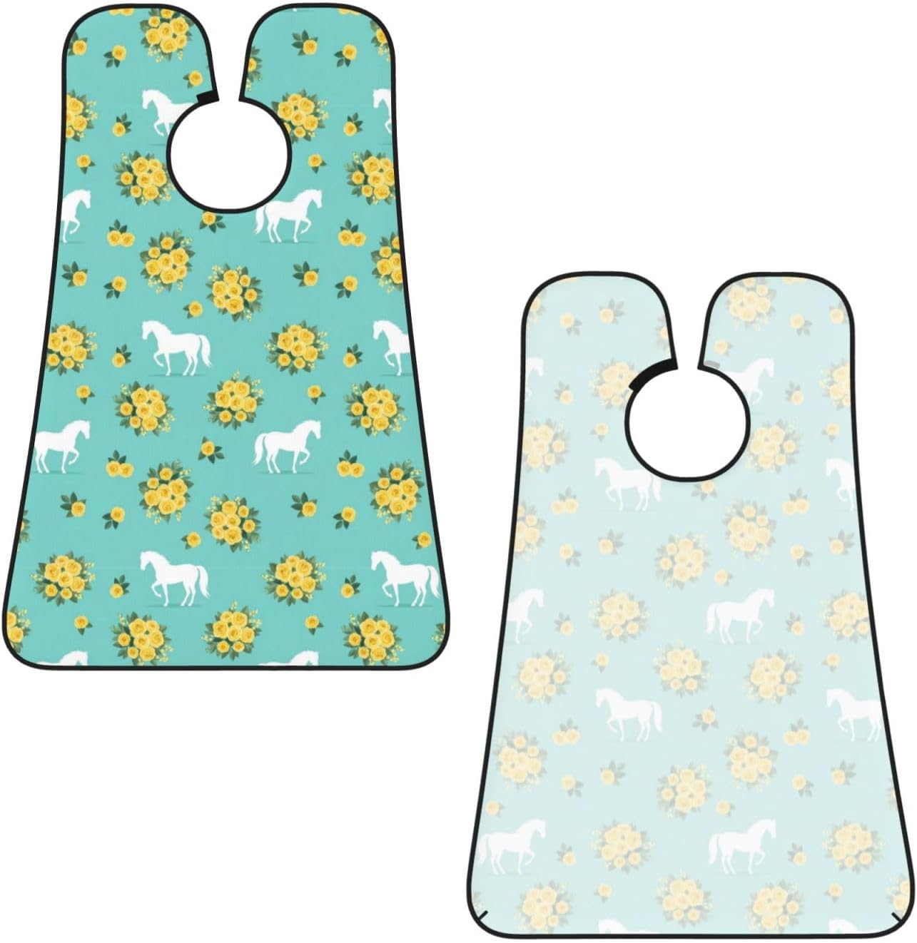 Waterproof Beard Grooming Bib, Floral Horse Roses Print Mint Green Shave Bib, Non-Stick Hair Catcher for Shaving Trimming, Apron Essential for Men Dad