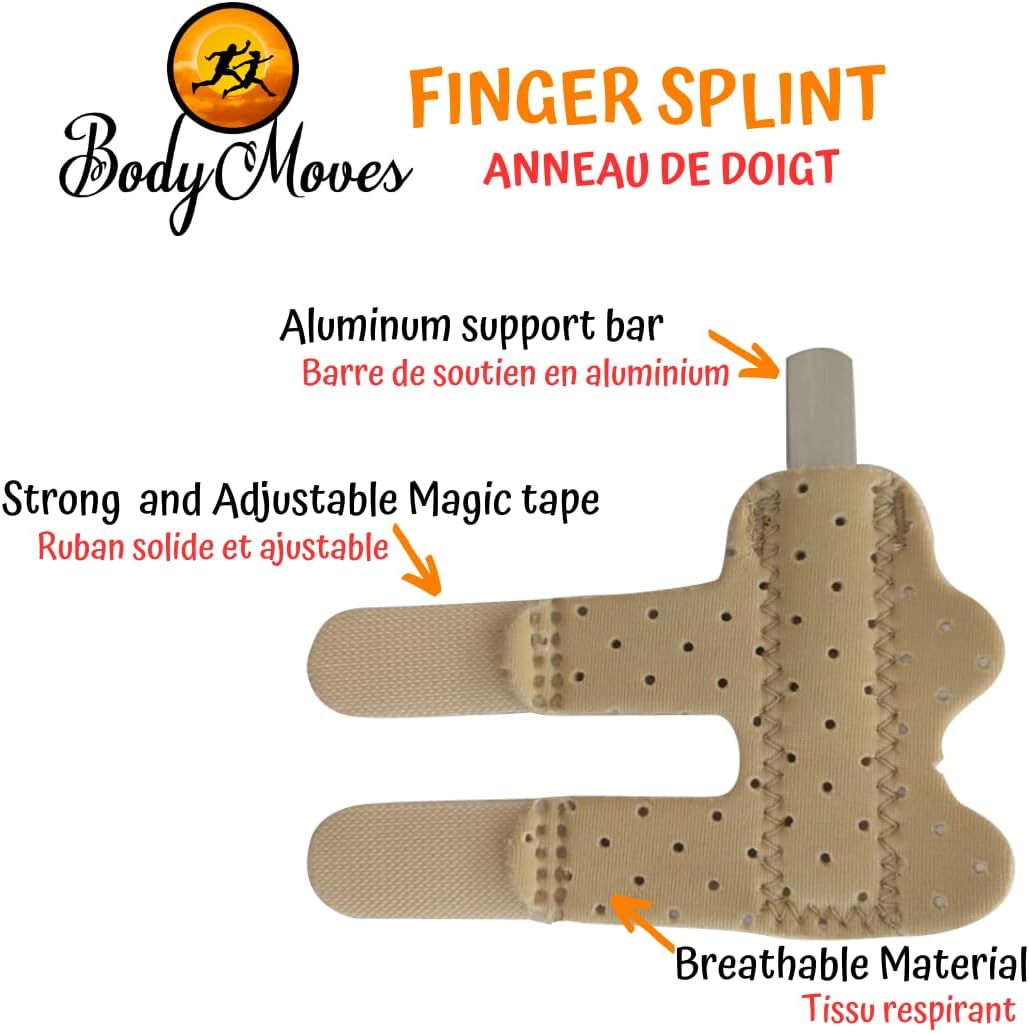 BodyMoves Finger Splint Plus Finger Extension Splint for Trigger Finger Mallet Finger Broken Finger Post Operative finger brace stabilizer tenosynovitis (Desert Sand)