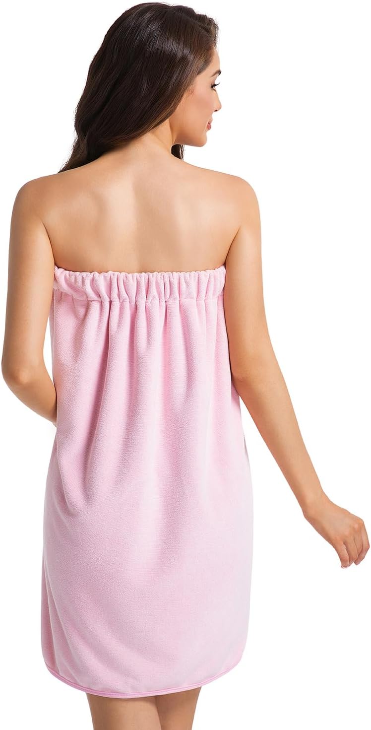 Womens Towel Wrap Bath Robe Lightweight Spa Body Wrap Shower Adjustable Snap Closure