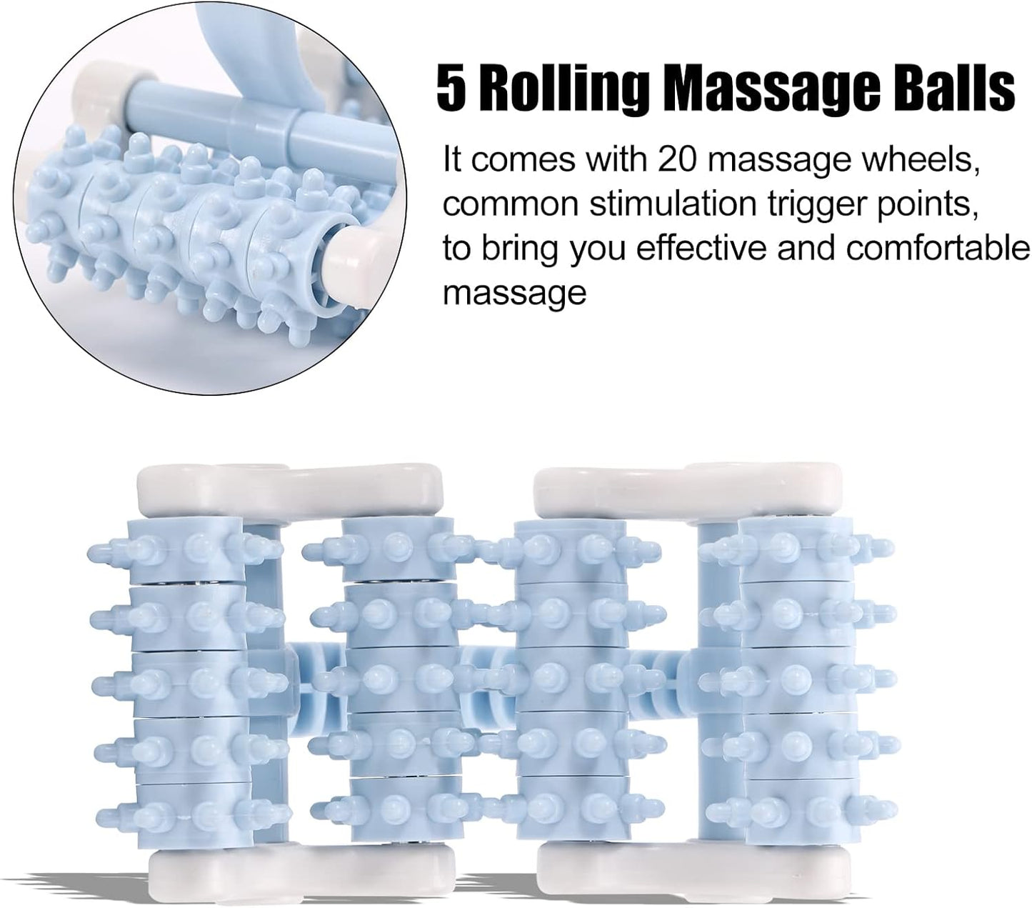 olelo Fascia Blaster, Fascia Blaster for Cellulite, Massage Roller with 20 Wheels for Deep Tissue Myofascial Release, Muscle Roller Stick Relieves Back, Neck, Leg Pain, Blue