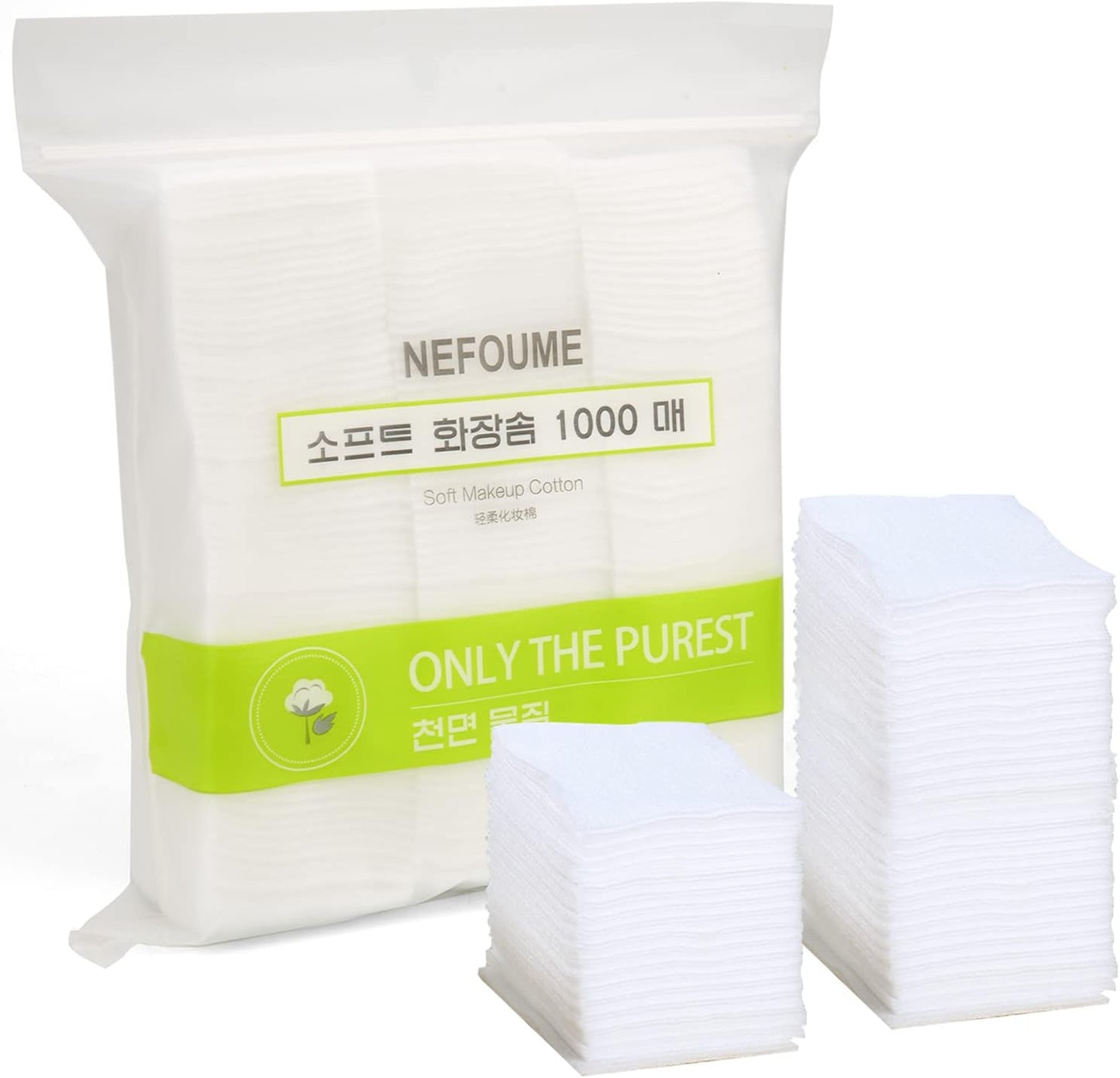 1000 PCS Thin Makeup Facial Cotton Pads, Square Makeup Remover Cotton Pads, Facial Eye Lip Nail Polish Makeup Remover, Non-Woven Cotton, Lint Free