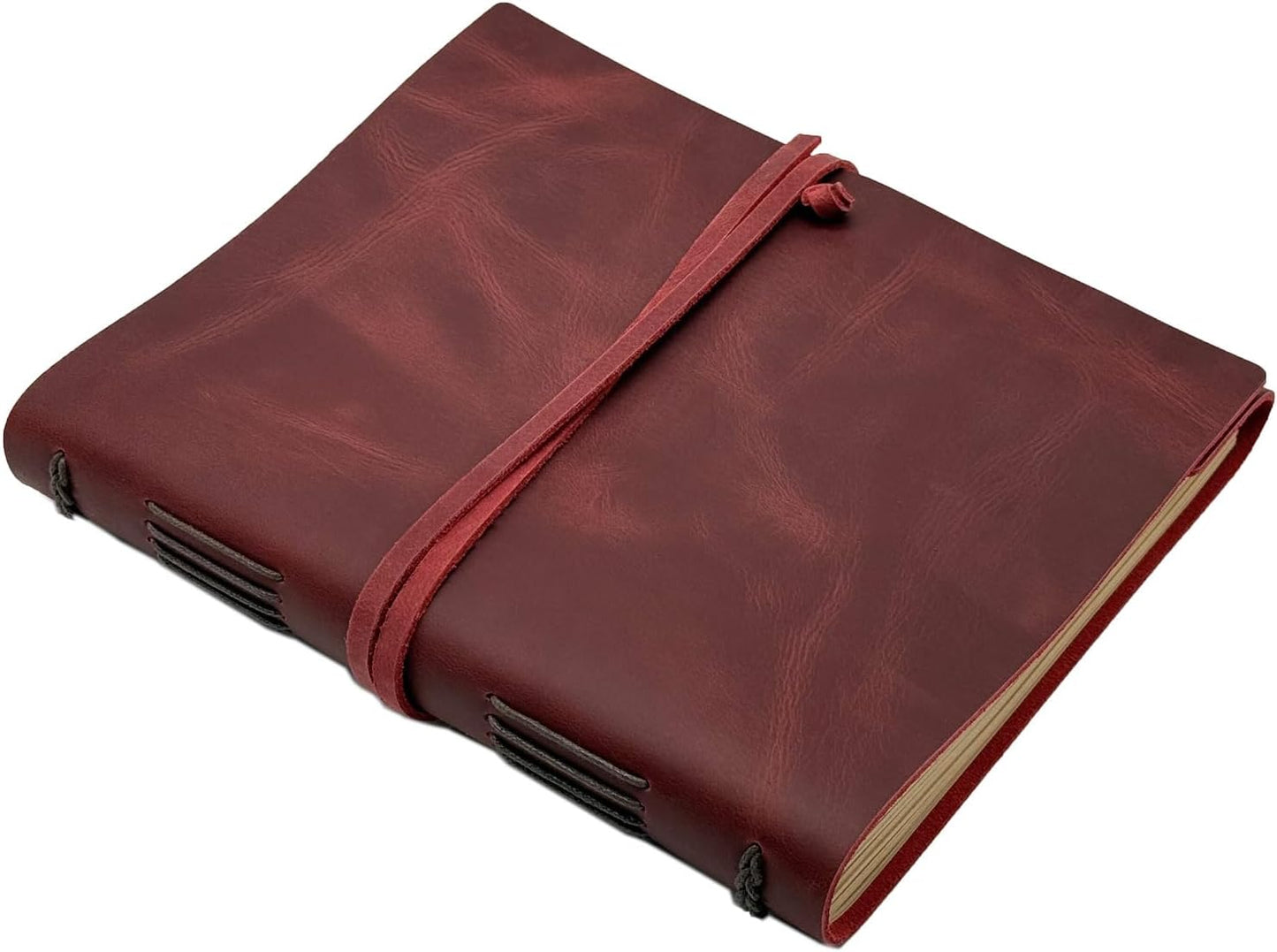 Large Notebook Journal - Genuine Leather Journals for Writing A4 Size Diary 8x10 Inch, Notepad For Women and Man, Gifts,Work,Travel Wine Red