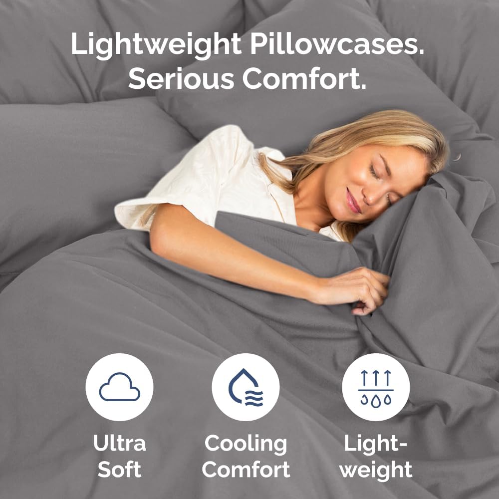 King Pillow Cases Set of 6 - Ultra Soft Hotel Quality Pillowcase Covers - Comfy. Cozy & Wrinkle Free - Shrink, Stain and Fade Resistant - Machine Washable Pillow Protectors - 6 Piece Set - Dark Grey