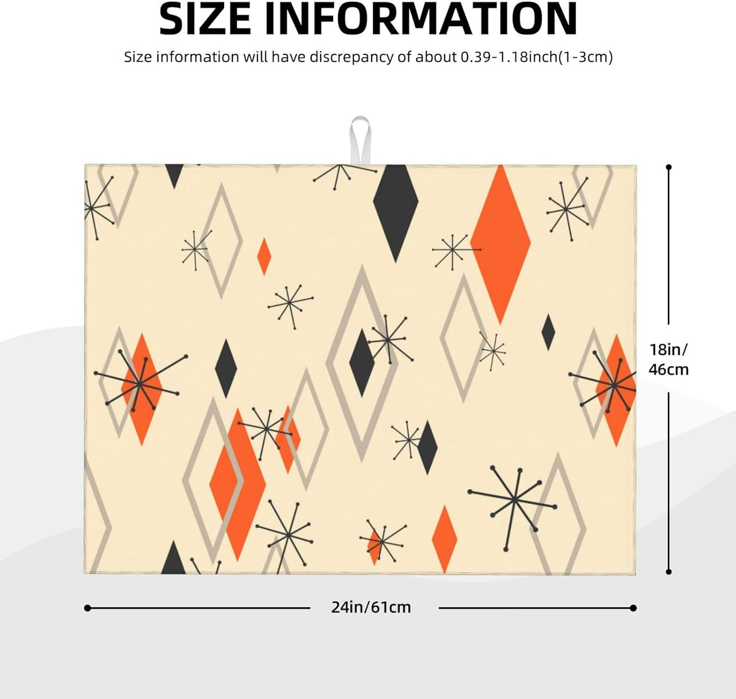 Retro Geometric Pattern Dish Drying Mat For Kitchen Counter Absorbent Large Kitchen Fast Dry Pad Reusable Washable Protector Rack Large Mat 18 X 24