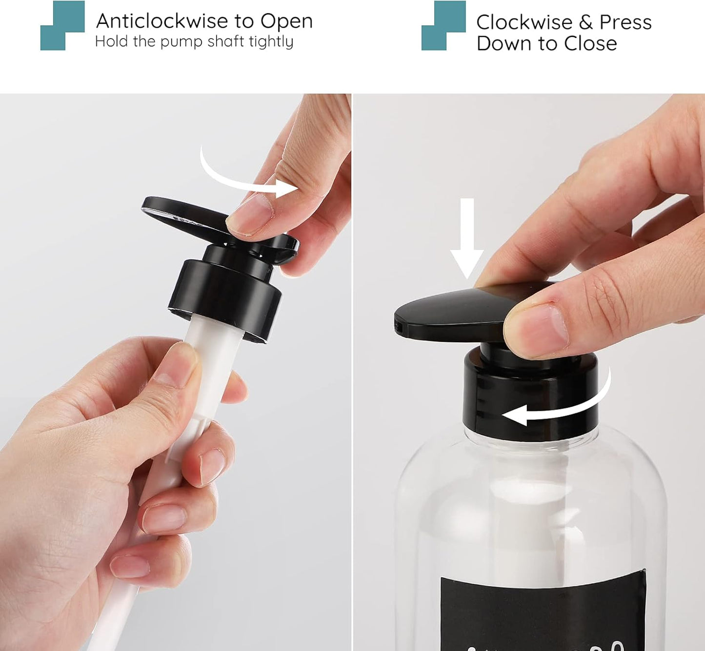 Shower Bottles with 2 Extra Pumps, Segbeauty 3 Packs of 16.9oz Shampoo and Conditioner Bottles with Funnel, 500ml Clear Refillable Bathroom Body Wash Dispenser, Reusable PET Squeeze Bottles with Pump