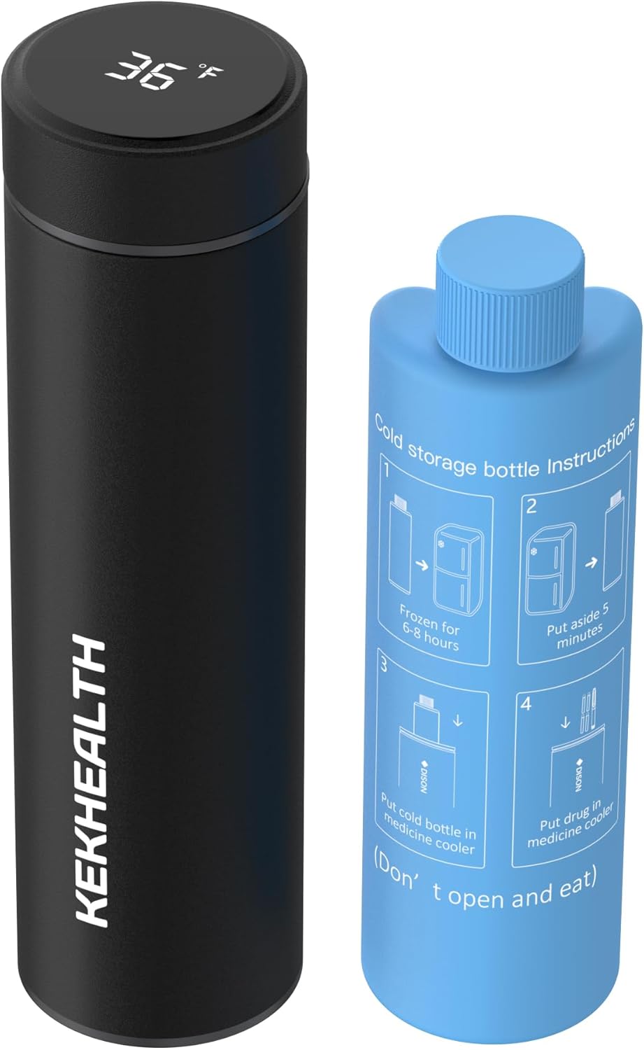 Compact 60H Insulin Cooler Travel Case Temp Display Medication Cooler for Travel TSA Approved Ice Packs Insulated Medicine Bag EpiPen Case Diabetic Coolers with QR Medical Alert Tag（Black）