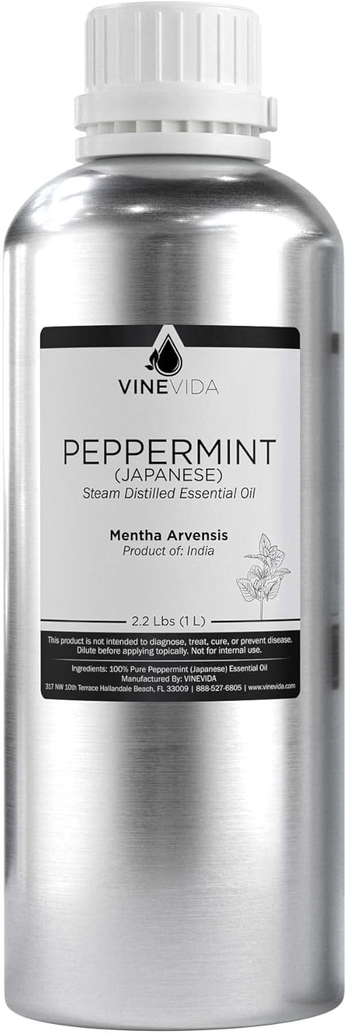 VINEVIDA Peppermint Japanese Essential Oil 32 oz - Undiluted Peppermint Oil 32 oz - Peppermint Candle Oil Scent - DIY Candle Scents for Candlemaking - Bulk Essential Oil for Soap Making Safe for Skin