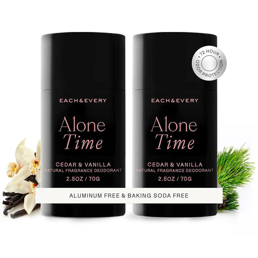 Each & Every Aluminum Free Deodorant for Men & Women, Cedar & Vanilla - All Natural Deodorant for Sensitive Skin, EWG Verified - Clean, Baking Soda Free, Plant-Based Fragrance - 2.5oz, 2 Pack