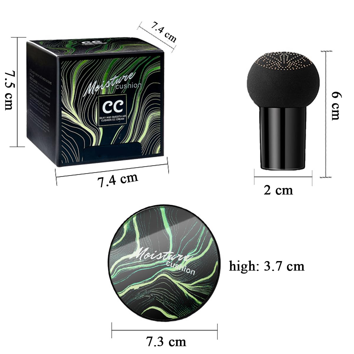 Air Cushion CC Cream Mushroom Head Foundation,BB Cream Makeup Foundation,Moisturizing Concealer,Long Lasting Full Coverage Waterproof,Even Skin Tone for All Skin Types (3# Dark Brown, 20g)