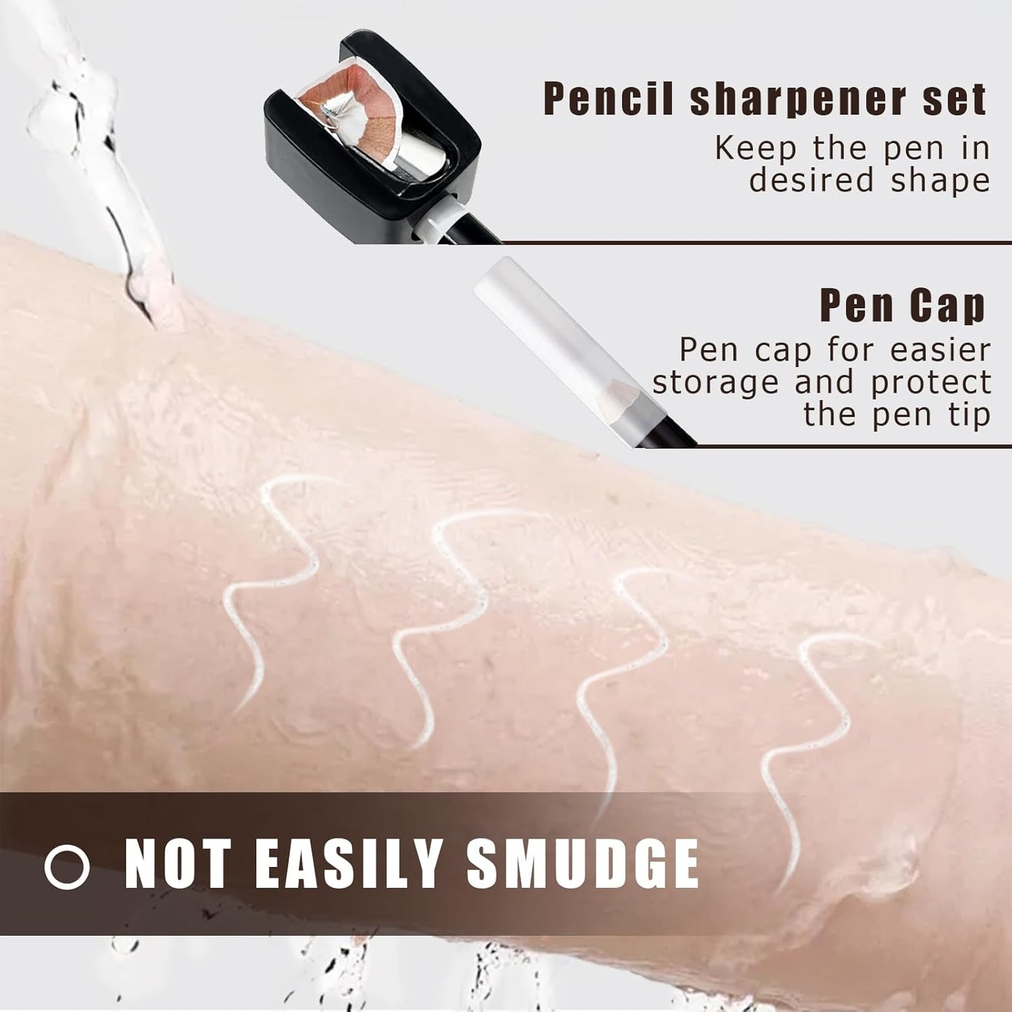 12Pcs White Barber Pencil Set Magic Hairline Pencils for Lineup Beard Shaping Guide Pen with Sharpener Barber Chalk for Men Hair Makeup Design