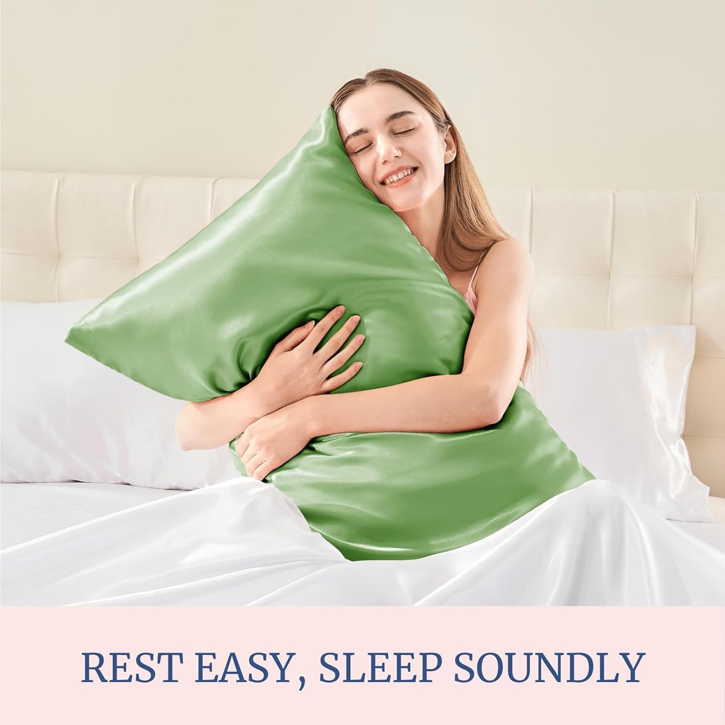 BEDELITE Satin Pillowcase for Hair and Skin, Super Soft Similar to Silk Pillow Cases 4 Pack with Envelope Closure, Cooling Pillowcases for Women Men (20"x36" King Size, Sage Green)