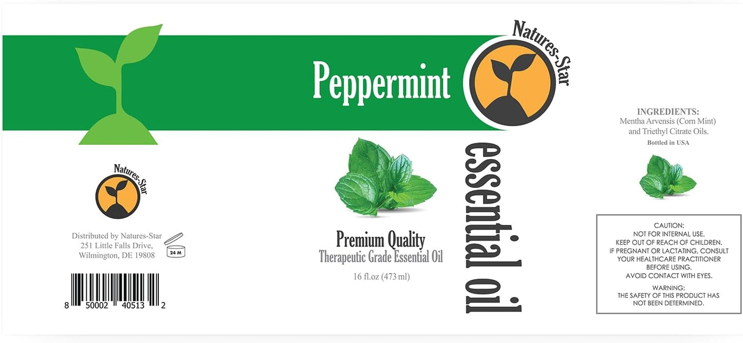 16oz Peppermint Essential Oil (16 Ounce Total), Therapeutic Grade, Peppermint Oil for Diffuser, Candle Making, Aromatherapy