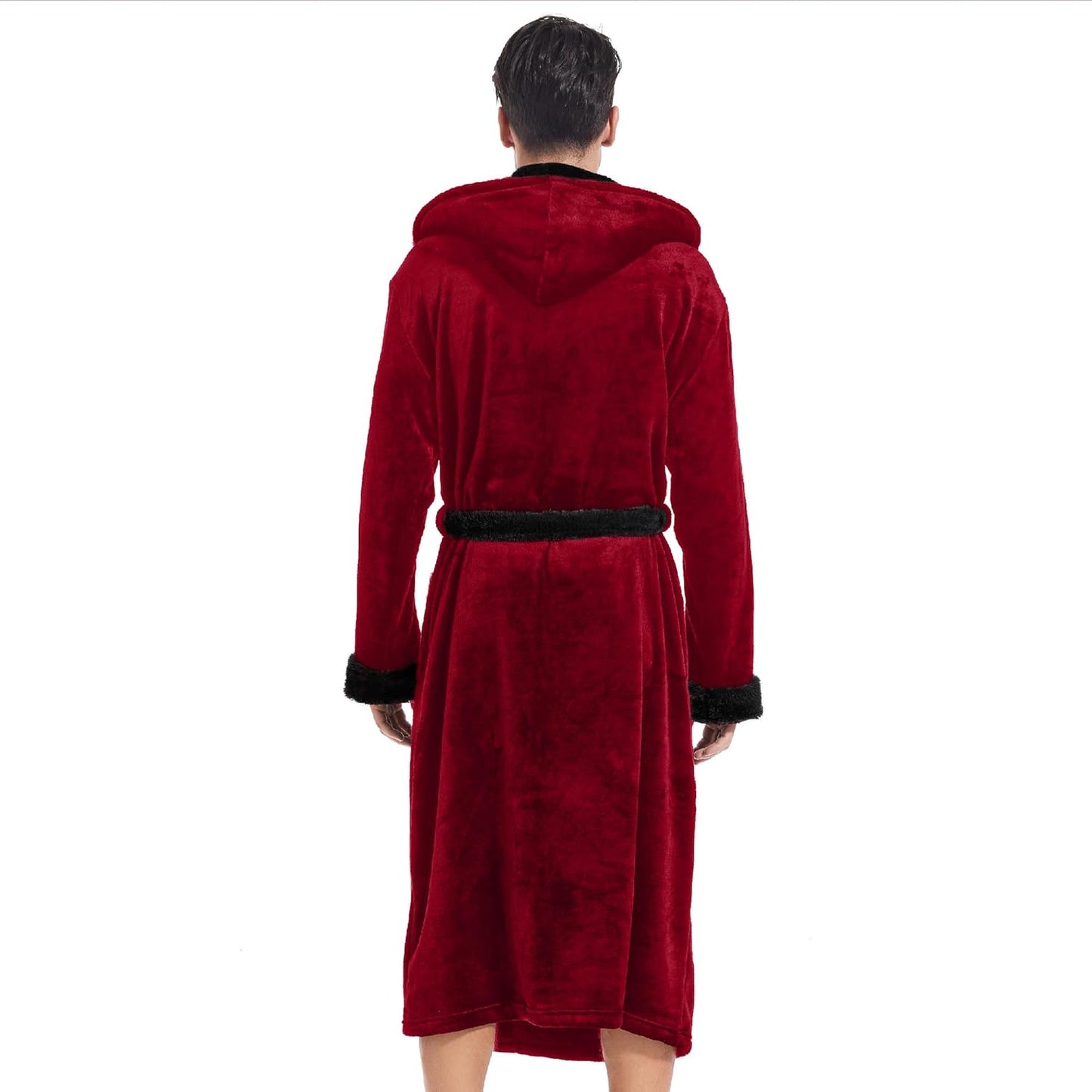 Inner Wish Mens Hooded Robe, Plush Long Bath robes Cozy Warm Bathrobe Fuzzy male Spa Robe With Pockets