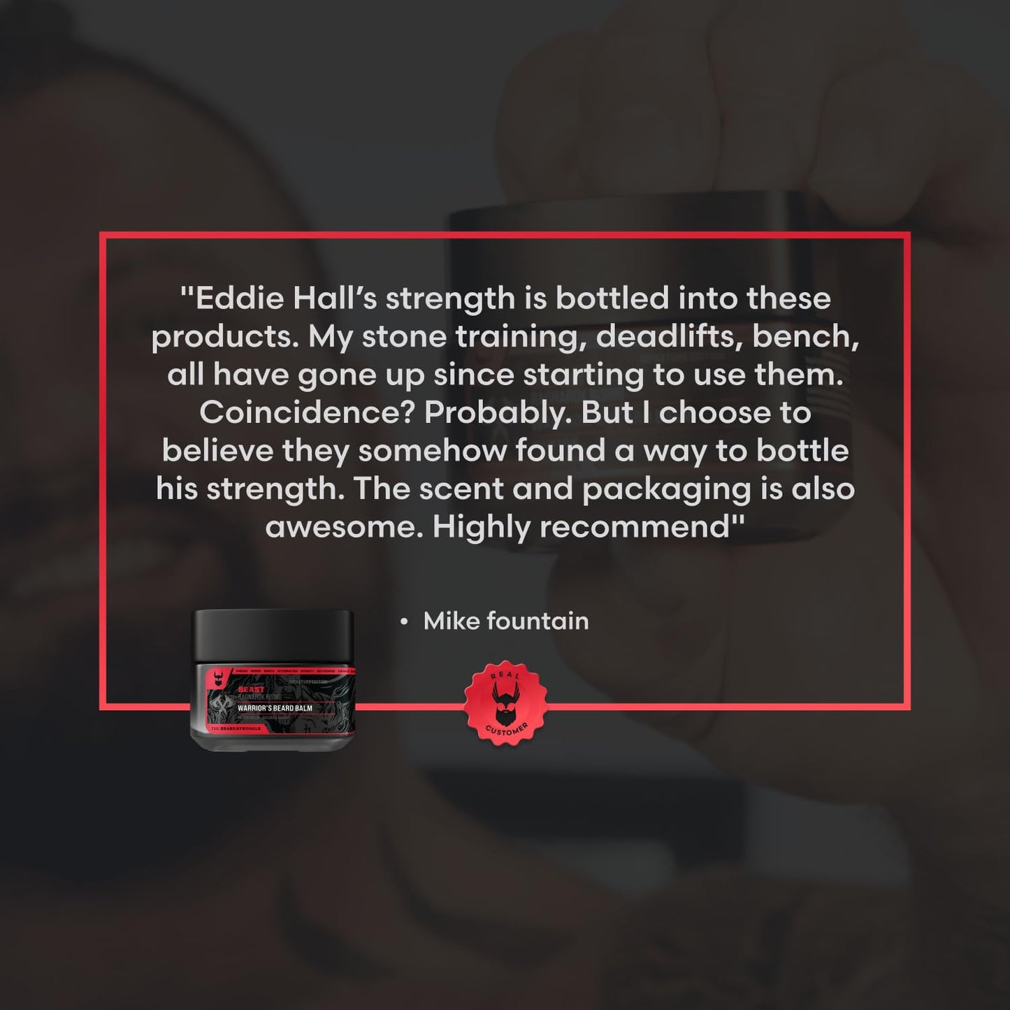 The Beard Struggle Eddie Hall Beast Line Beard Balm – Ragnarok Rising Warrior’s Edition – Tame, Style & Condition Beard – Medium Hold, Non-Greasy, Natural Ingredients - 50g / 1.76 US. oz.