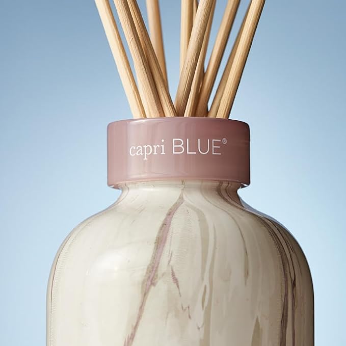 Capri Blue Modern Marble Reed Diffuser Set - Includes Reed Diffuser Sticks, Scented Oil & Glass Bottle - Luxury Scents for Bedroom Decor & Bathroom Air Freshener - Aloha Orchid (5.7 fl oz)
