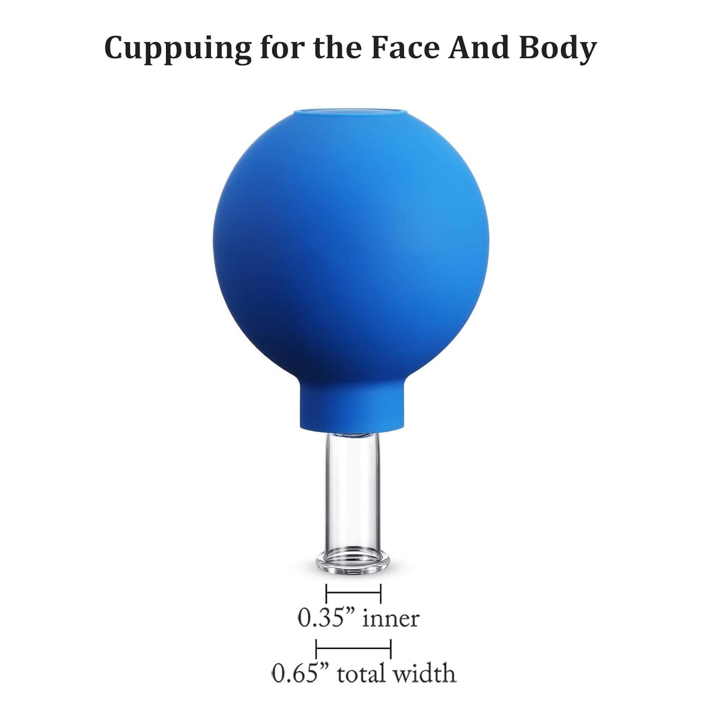 Nuanchu Facial Cupping Cup Blue Glass Face Cup Silicone Cupping Massage Vacuum Suction Mug for Body Face Leg Arm Back Shoulder Muscle and Joint Pain(0.35 Inch Diameter)