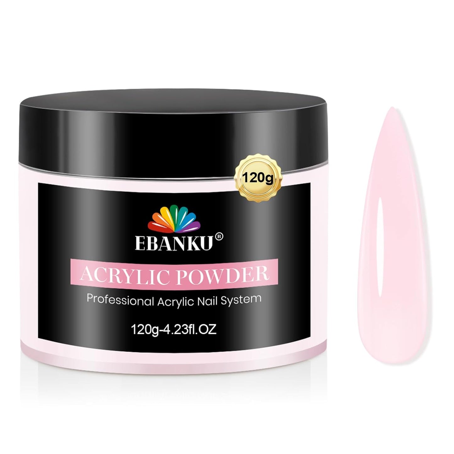EBANKU Acrylic Powder, 120g/4.23oz Natural Pink Acrylic Nail Powder Large Capacity Professional Nail Powder for Nail Acrylic Extension, Nail Carving, Long-Lasting, No Nail Lamp Needed
