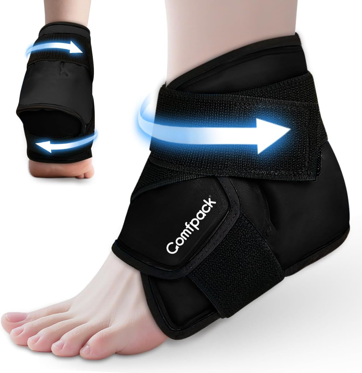 Ankle Ice Pack Wrap for Swelling, FSA Eligible, Heel Ice Pack for Pain Relief, Hot Cold Therapy Cold Pack for Plantar Fasciitis, Achilles Tendonitis, Ankle Sprain, Foot Pain, Black